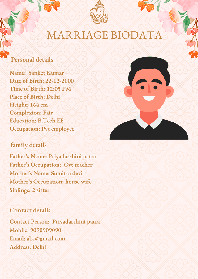 Marriage Biodata Sample